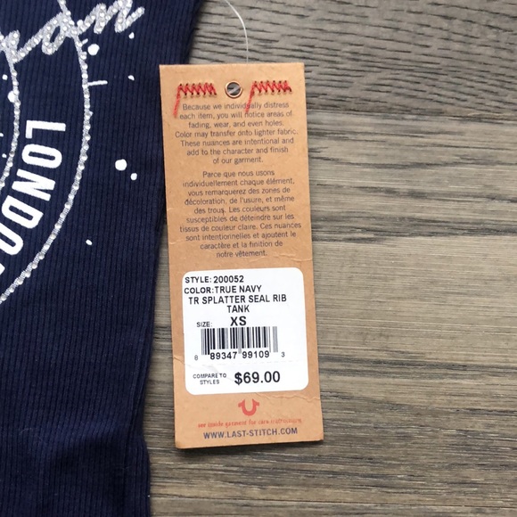 ✨🆕✨True Religion | Blue long ribbed tank top - Picture 5 of 7